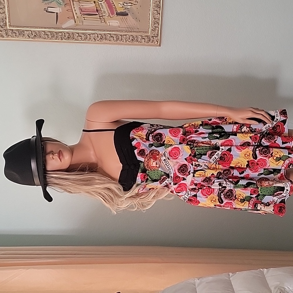 hell bunny dress Frida Kahlo Dua de los muertos rockabilly 50s style black red
